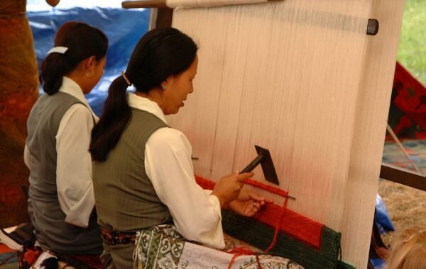 Tibetan carpet weavers showing craft traditions in Dehradun and the Doon Valley