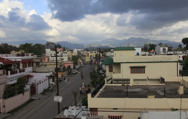 Dehradun city himalayan hills view residential buildings