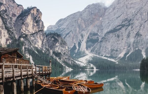 Clean river flowing through forested mountain valley