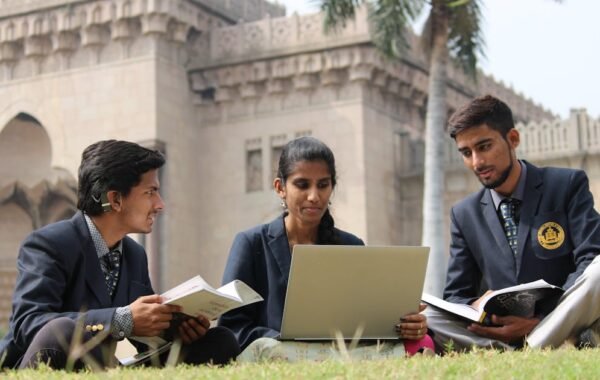 Indian college students studying on campus Dehradun university