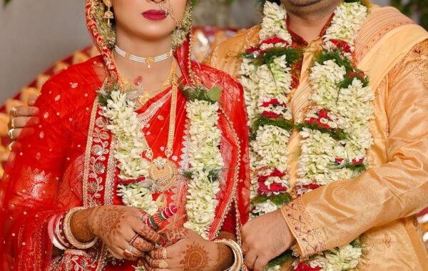 Traditional Indian wedding ceremony portrait bride groom marriage