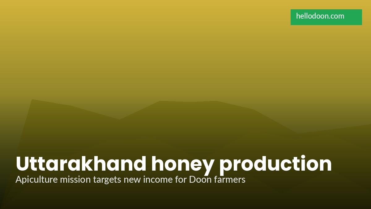Uttarakhand honey production farmer holding a fresh honey comb during the CM residence demonstration